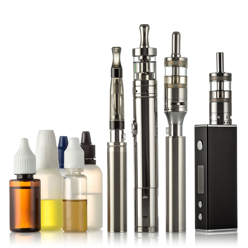 Electric cigarettes collection on a white background