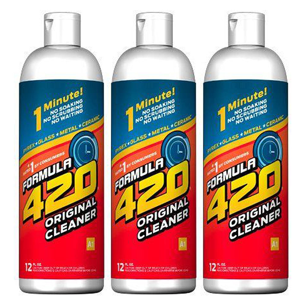 3 bottles of 420 cleaners on a white background