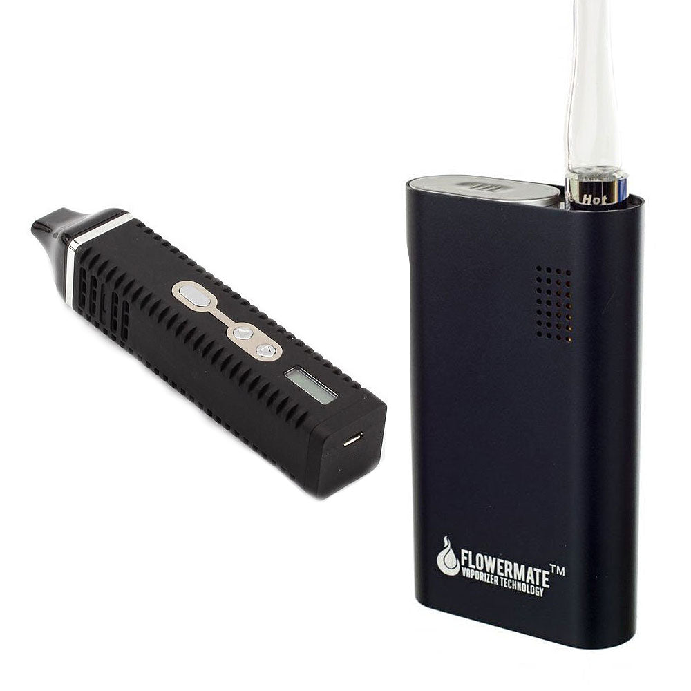 A Titan 2 herb vaporizer and Flowermate 5.0S herb vaporizer on a white background