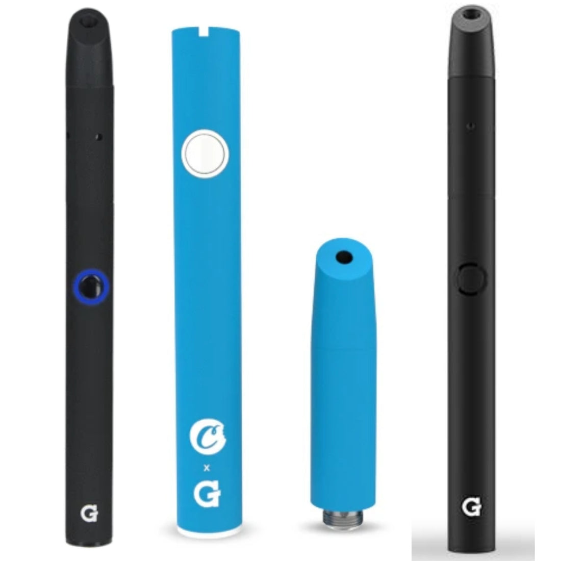 one black and one blue G pen nova