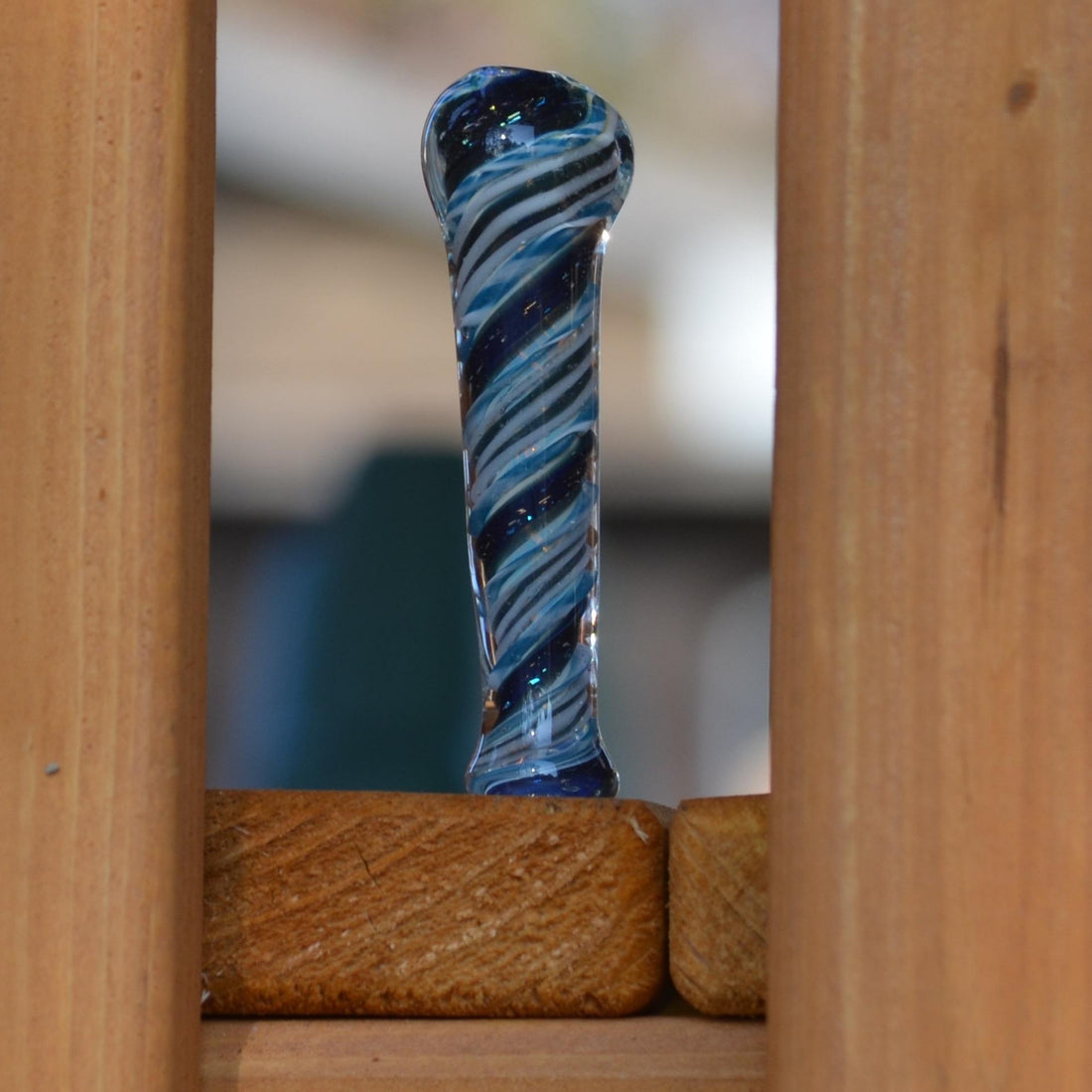 Blue Glass Chillum Pipe