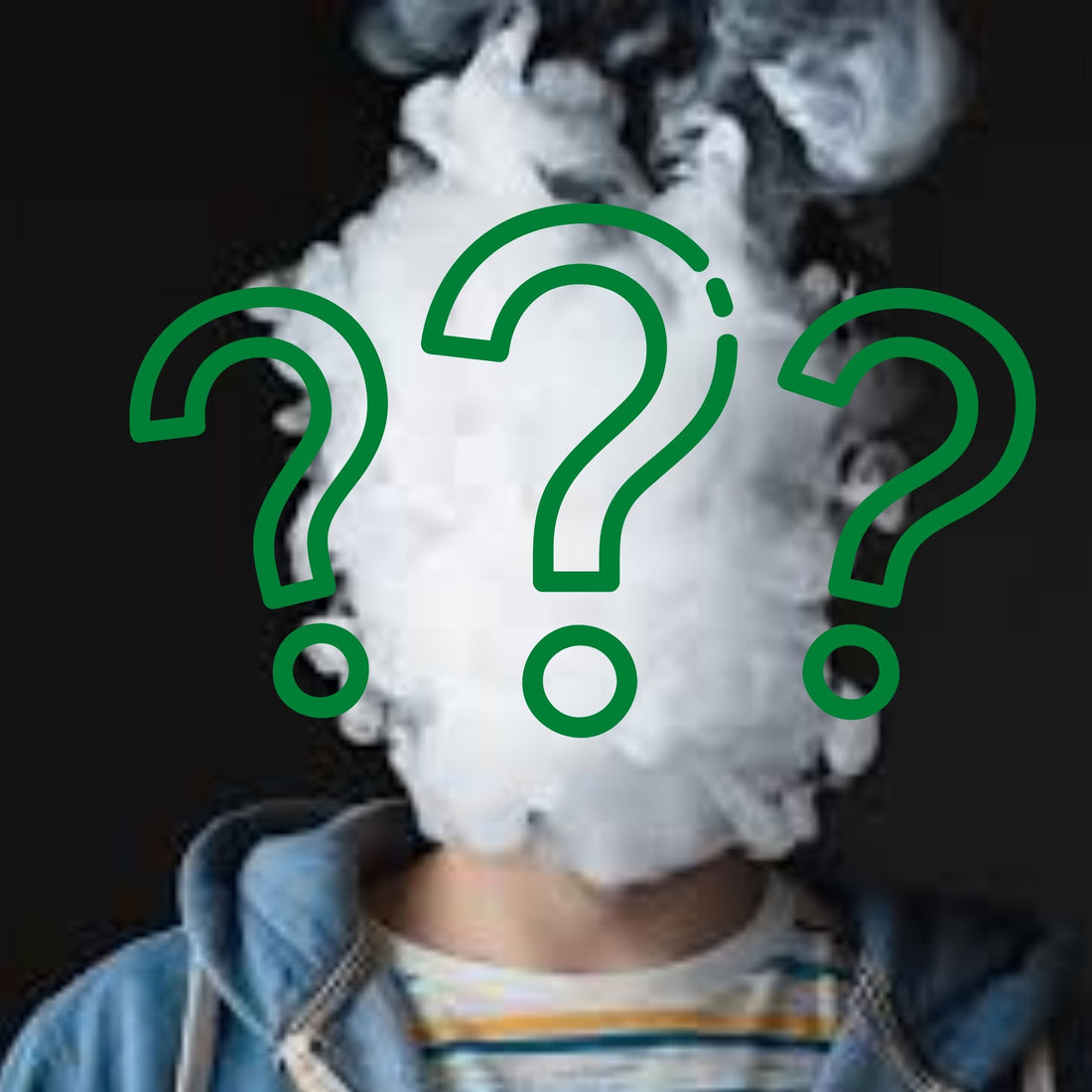 vape smoke as head on person with question marks