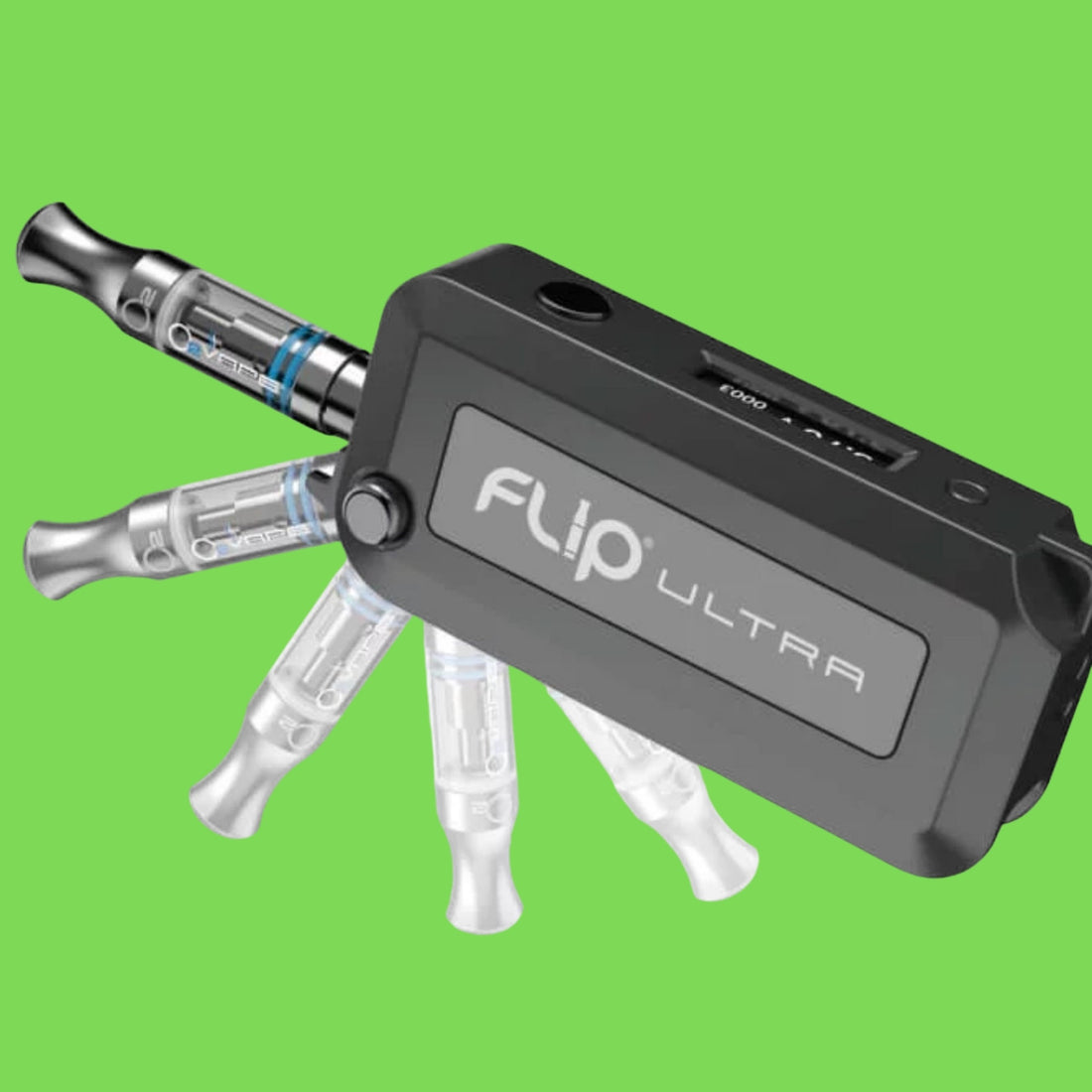 O2 Flip Key Ultra Vape with Green Background