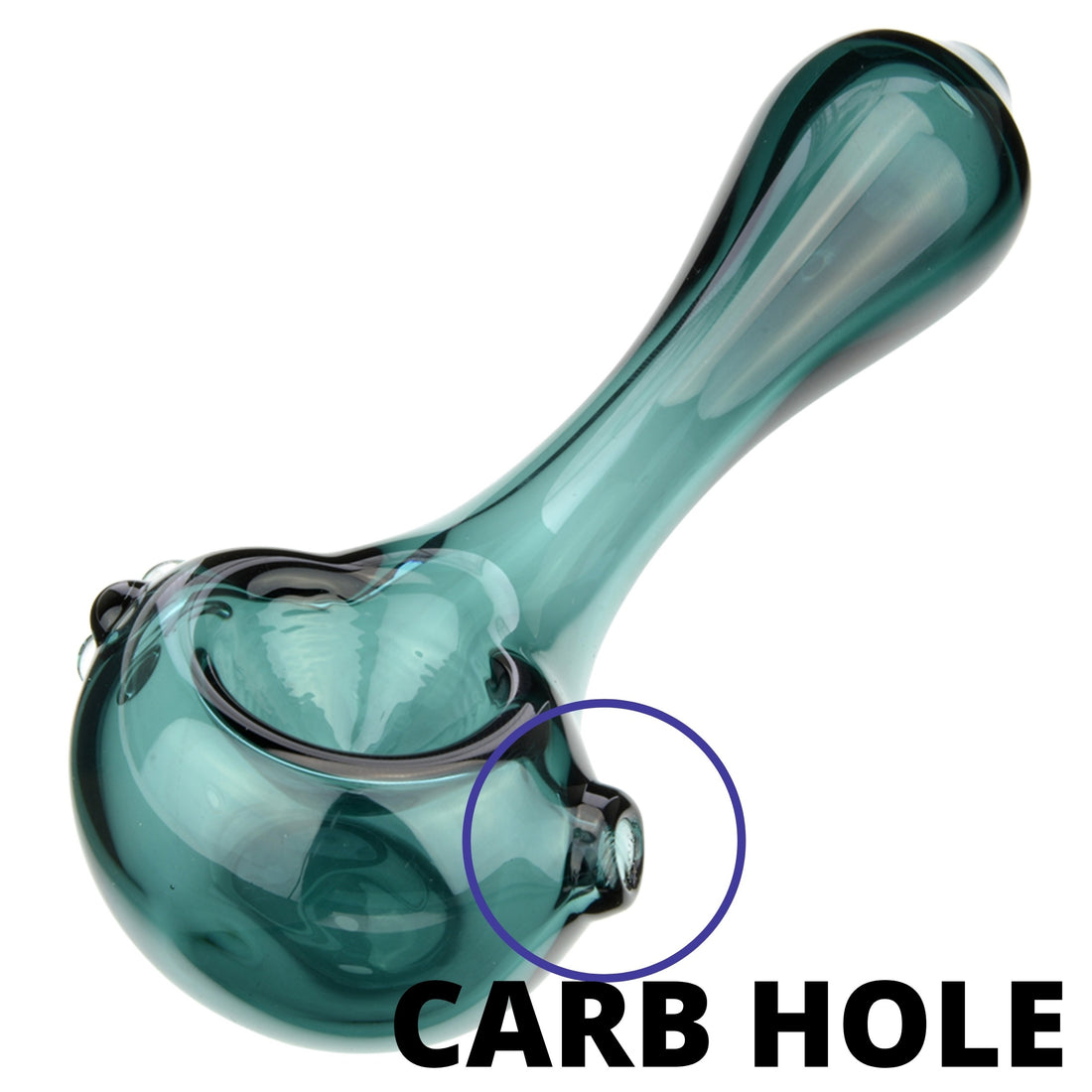 Glass pipe showing carb hole