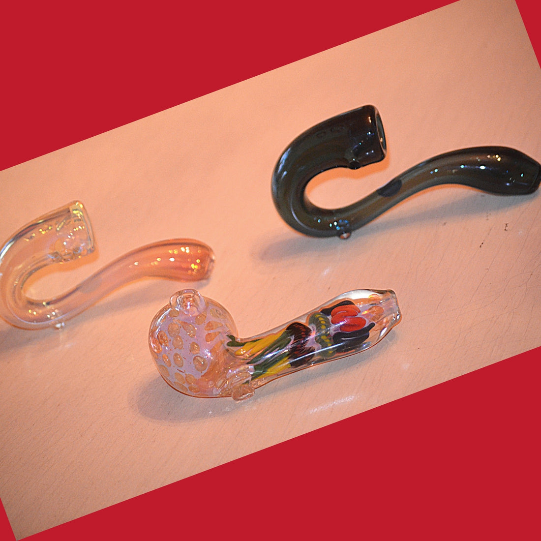 Three Different Glass Sherlock Pipes