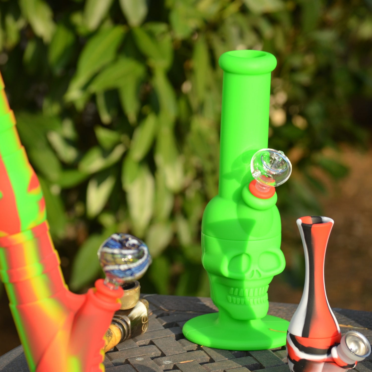 Three types of colorful bongs