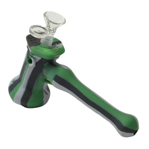 Hammer Bubbler Silicone Pipe Green White Black