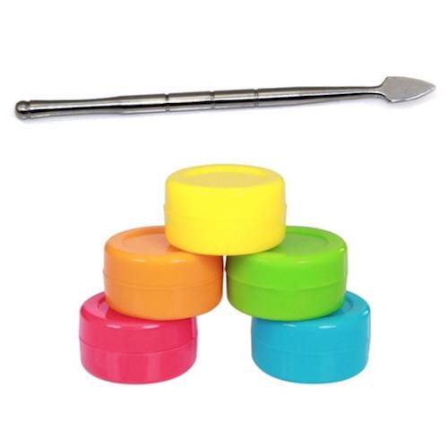 Five Silicone Dab Containers with Dab Tool