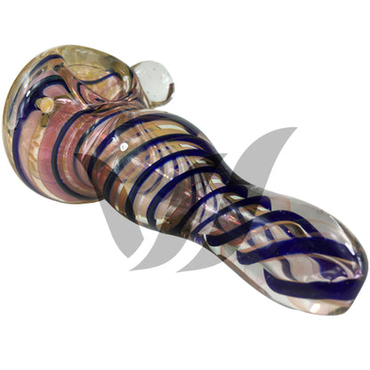 Blue Spiral Hand Blown Glass Spoon Pipe - Vape Vet Store