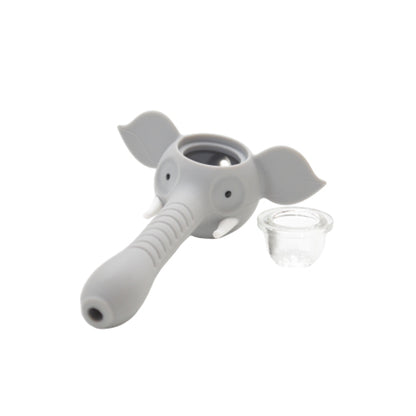 Elephant Silicone Pipes Grey with Glass Bowl