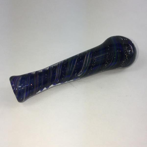 blue spiral glass chillum pipe 