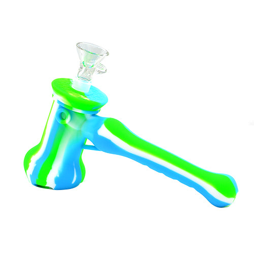 Hammer Bubbler Silicone Pipe Green White Blue