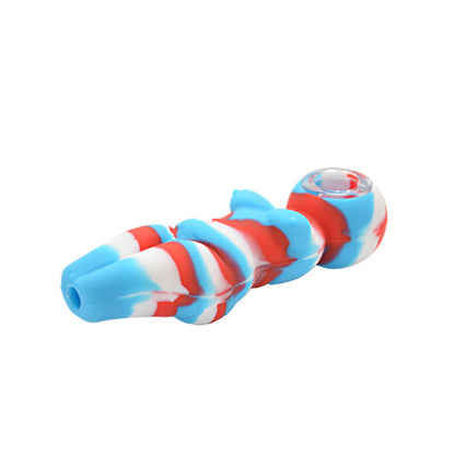 Naked Lady Silicone Pipes Red White Blue