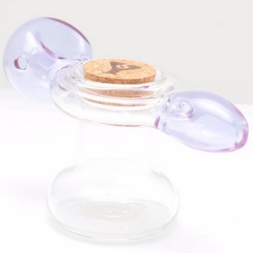 Purple Glass Spoon Pipe with Built-In Herb Jar