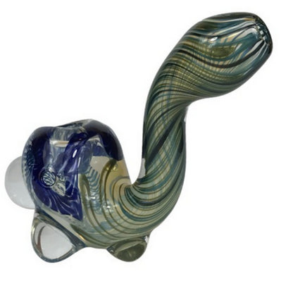 Blue Sherlock Glass Pipe by Tedrow Glass