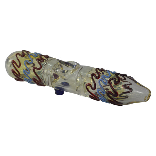 Red and Blue Squiggly Glass Steamroller Pipes for Sale 