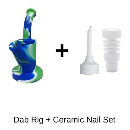 Strong Silicone Dab Rig with Ceramic Nail Set