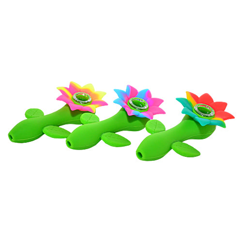 Three Different Color SunFlower Silicone Pipes