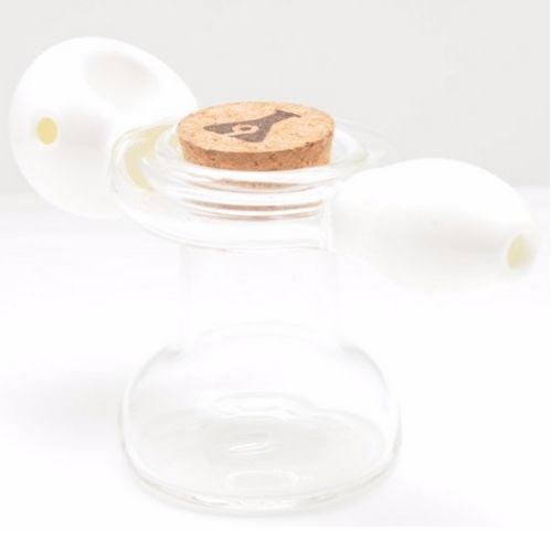 White Glass Spoon Pipe with Built-In Herb Jar