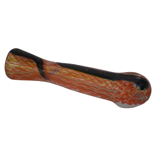 Orange and Black Sparkle Chillum Pipe with Dichroic Swirls 