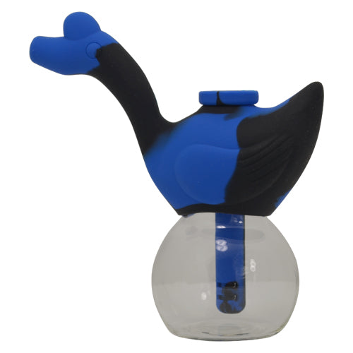 Blue and Black Swan Silicone Bubbler Pipe for Sale 