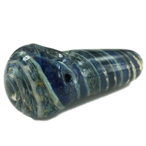 Blue Braided Swirl Fat hand blown Glass spoon Pipe