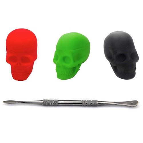 Skull Design Dab Containers with Stainless Steel Dabber