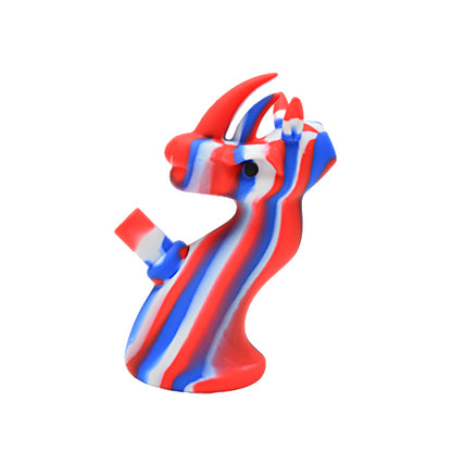 Blue Red and White Silicone Dragon Bubbler