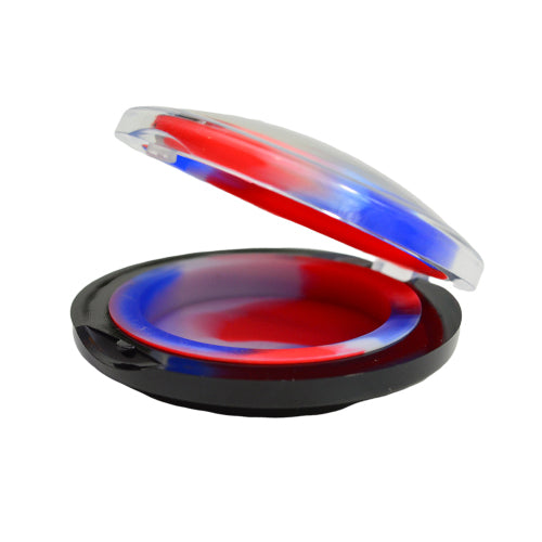 Flat Dab Container Red White and Blue Color