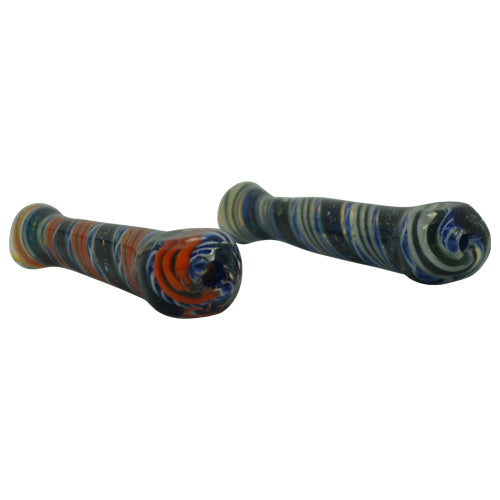 Glass Chillum Swirl Pipe with Bubble Mouthpiece