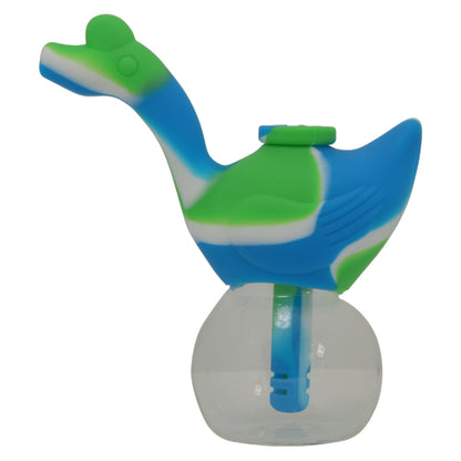 Green Blue and White Swan Silicone Bubbler Pipe for Sale 