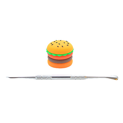 Silicone Hamburger Dab Container with Dab Tool