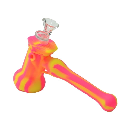 Hammer Bubbler Silicone Pipe Pink Yellow