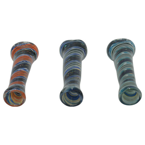 Hand Blown Glass Chillum Pipe Swirls