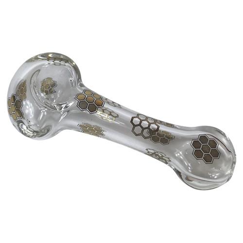 Glass Spoon Pipe with Gold Honeycomb - Vape Vet Store