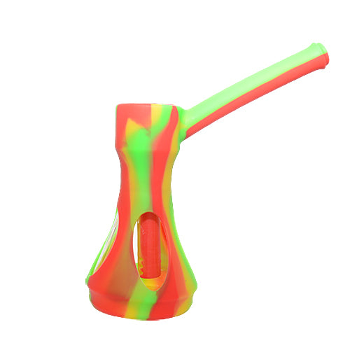 Rasta Silicone and Glass Long Stem Bubbler