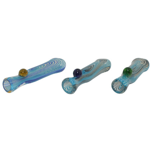 Hand Blown Glass Chillum Pipe with Marble Nub