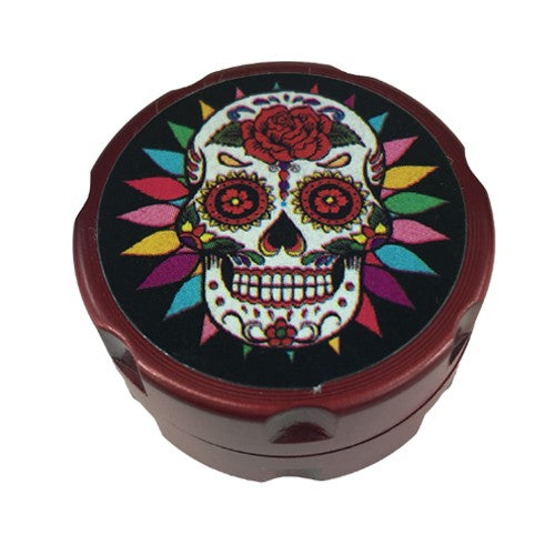 Skull Design Red Mini Herb Grinder - Vape Vet Store