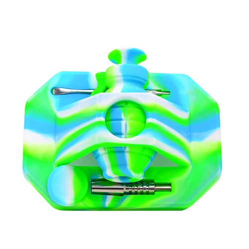 Silicone Hand Grenade Nectar Collecter Green White Blue 