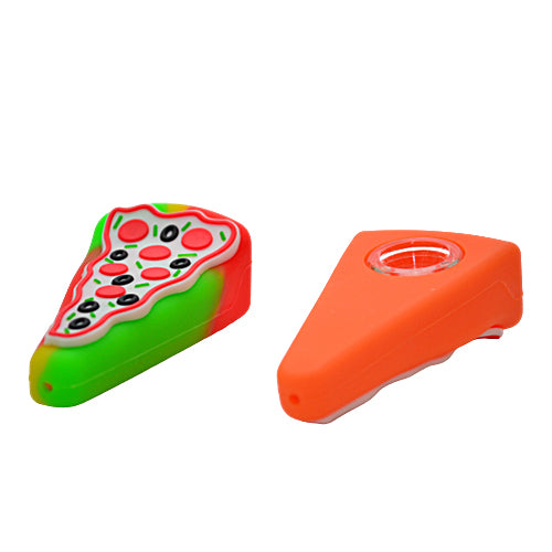 Two Different Colors of Silicone Pizza Pipe with Glass Bowl