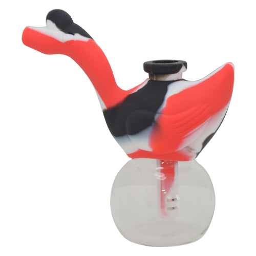 Red Black and White Swan Silicone Bubbler Pipe For Sale 