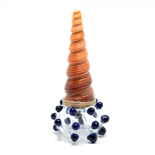 Seashell Bong Bowl Piece Blue Dots 