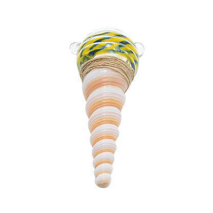 Seashell Bong Bowl Yellow Blue 