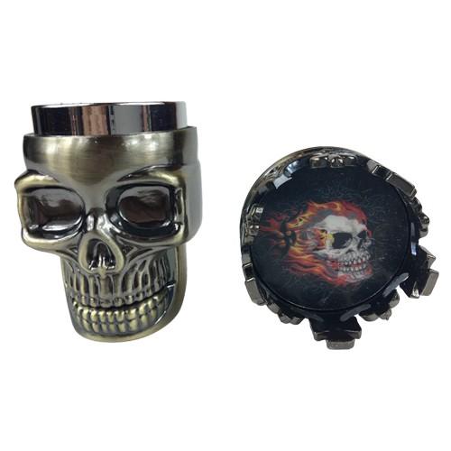 2 Piece Skull Grinder with burning skull top - Vape Vet Store 