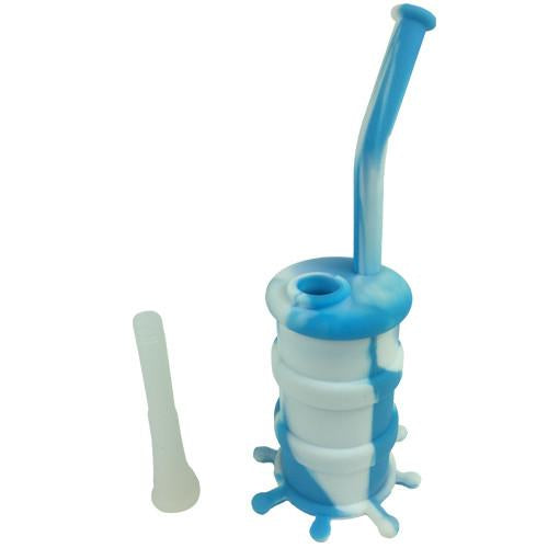 Small Blue and White Silicone Dab Rig - Vape Vet Store 