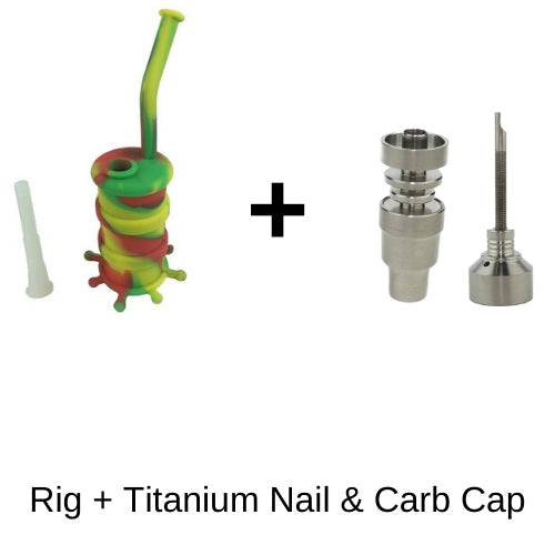 Small Silicone Dab Rig Rasta With Titanium Nail Carb Cap