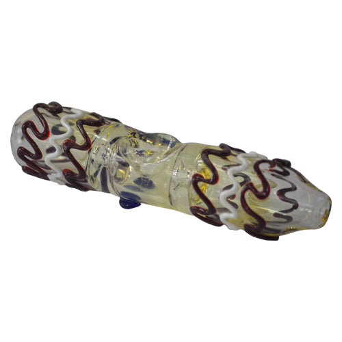 Red and White Squiggly Glass Steamroller Pipes for Sale 