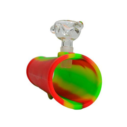 Rasta Silicone Steamroller Pipe with Glass Bong Bowl