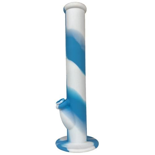 14 inch blue and white silicone bong with ice catcher and silicone down stem 