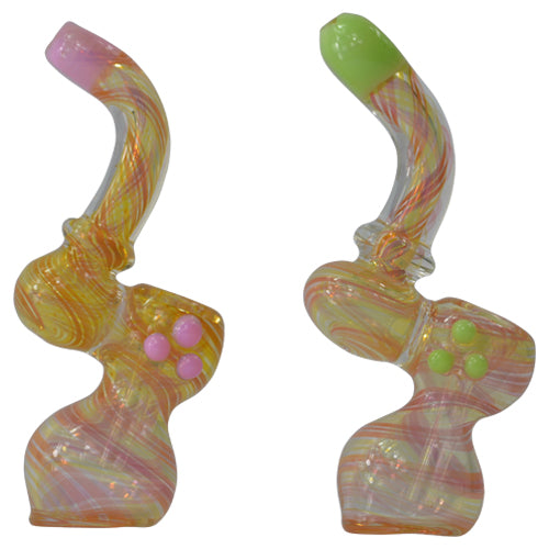 Color Changing Glass Bubbler Pipes with pink and green Colored tips - Vape Vet Store 